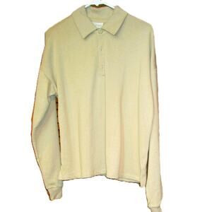 Universal Thread Men’s Tan Long Sleeve Polo Shirt Pullover Size Medium Workwear
